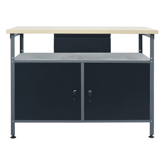 vidaXL Workbench Black 47.2"x23.6"x33.5" Steel-1