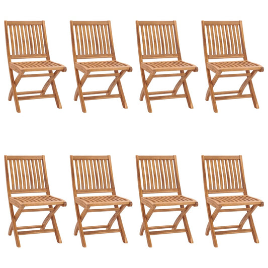 vidaXL Folding Patio Chairs with Cushions 8 pcs Solid Teak Wood-1