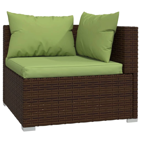 vidaXL 11 Piece Patio Lounge Set with Cushions Poly Rattan Brown-1