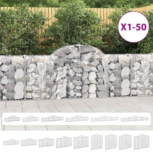vidaXL Arched Gabion Baskets 2 pcs 118.1"x19.7"x39.4"/47.2" Galvanized Iron-1
